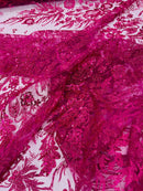 Big Glitter Damask Design On A Mesh Lace Fabric| New Creations Fabric & Foam Inc. - New Creations Fabric & Foam Inc