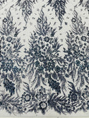 Big Glitter Damask Design On A Mesh Lace Fabric| New Creations Fabric & Foam Inc. - New Creations Fabric & Foam Inc