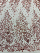 Big Glitter Damask Design On A Mesh Lace Fabric| New Creations Fabric & Foam Inc. - New Creations Fabric & Foam Inc
