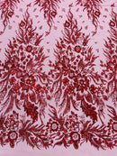 Big Glitter Damask Design On A Mesh Lace Fabric| New Creations Fabric & Foam Inc. - New Creations Fabric & Foam Inc