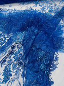 Big Glitter Damask Design On A Mesh Lace Fabric| New Creations Fabric & Foam Inc. - New Creations Fabric & Foam Inc