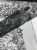 Big Glitter Damask Design On A Mesh Lace Fabric| New Creations Fabric & Foam Inc. - New Creations Fabric & Foam Inc