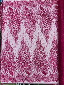 Big Glitter Damask Design On A Mesh Lace Fabric| New Creations Fabric & Foam Inc. - New Creations Fabric & Foam Inc