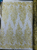 Big Glitter Damask Design On A Mesh Lace Fabric| New Creations Fabric & Foam Inc. - New Creations Fabric & Foam Inc