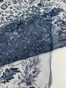 Big Glitter Damask Design On A Mesh Lace Fabric| New Creations Fabric & Foam Inc. - New Creations Fabric & Foam Inc