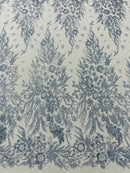 Big Glitter Damask Design On A Mesh Lace Fabric| New Creations Fabric & Foam Inc. - New Creations Fabric & Foam Inc