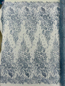 Big Glitter Damask Design On A Mesh Lace Fabric| New Creations Fabric & Foam Inc. - New Creations Fabric & Foam Inc