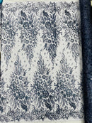 Big Glitter Damask Design On A Mesh Lace Fabric| New Creations Fabric & Foam Inc. - New Creations Fabric & Foam Inc