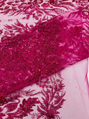 Big Glitter Damask Design On A Mesh Lace Fabric| New Creations Fabric & Foam Inc. - New Creations Fabric & Foam Inc