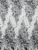 Big Glitter Damask Design On A Mesh Lace Fabric/Prom/Sold By The Yard