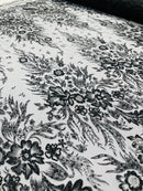 Big Glitter Damask Design On A Mesh Lace Fabric/Prom/Sold By The Yard