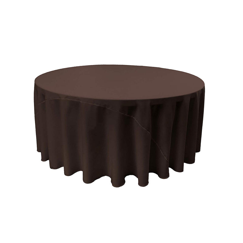 Brown 132" Round Polyester Poplin With Seams Tablecloth - Wedding Decoration Tablecloth