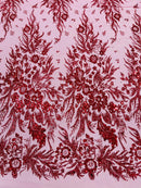 Big Glitter Damask Design On A Mesh Lace Fabric/Prom/Sold By The Yard