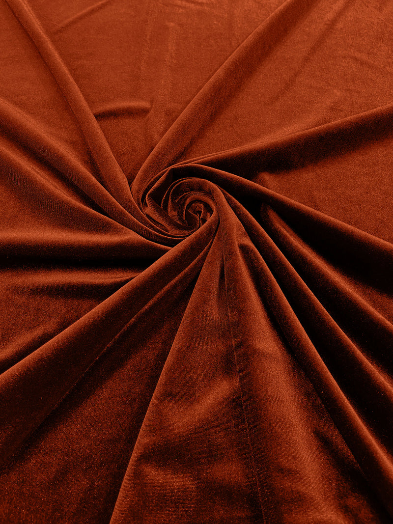 Burnt Orange Solid Stretch Velvet Fabric  58/59" Wide 90% Polyester/10% Spandex By The Yard.