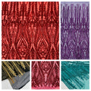 Damask design with sequins embroider on a 4 way stretch mesh fabric (By The Yard)