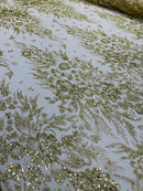 Big Glitter Damask Design On A Mesh Lace Fabric/Prom/Sold By The Yard