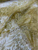 Big Glitter Damask Design On A Mesh Lace Fabric/Prom/Sold By The Yard