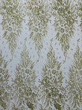 Big Glitter Damask Design On A Mesh Lace Fabric/Prom/Sold By The Yard
