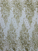 Big Glitter Damask Design On A Mesh Lace Fabric/Prom/Sold By The Yard
