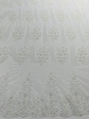 Classic Beaded Damask Lace 54” Wide| New Creations Fabric & Foam Inc. - New Creations Fabric & Foam Inc