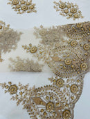 Classic Beaded Damask Lace 54” Wide| New Creations Fabric & Foam Inc. - New Creations Fabric & Foam Inc