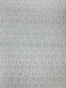 Corded Lace/ Butterfly Design Embroidered With Sequin on a Mesh Lace Fabric - New Creations Fabric & Foam Inc