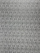 Corded Lace/ Butterfly Design Embroidered With Sequin on a Mesh Lace Fabric - New Creations Fabric & Foam Inc