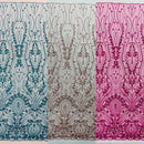 Modern Luxury Beaded Fabric Embroidered on a Mesh Lace, Sold by The Yard.