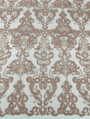 Damask Embroidered Lace Fabric 54” Wide| New Creations Fabric & Foam Inc. - New Creations Fabric & Foam Inc