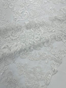Damask Embroidered Lace Fabric 54” Wide| New Creations Fabric & Foam Inc. - New Creations Fabric & Foam Inc