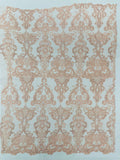 Damask Embroidered Lace Fabric 54” Wide| New Creations Fabric & Foam Inc. - New Creations Fabric & Foam Inc