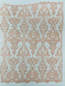 Damask Embroidered Lace Fabric 54” Wide| New Creations Fabric & Foam Inc. - New Creations Fabric & Foam Inc