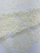 Damask Embroidered Lace Fabric 54” Wide| New Creations Fabric & Foam Inc. - New Creations Fabric & Foam Inc