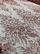 Big Glitter Damask Design On A Mesh Lace Fabric/Prom/Sold By The Yard