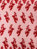 ELEGANT BEADED FLORAL LACE ON MESH FABRIC (By The Yard) - New Creations Fabric & Foam Inc