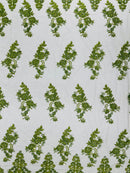 ELEGANT BEADED FLORAL LACE ON MESH FABRIC (By The Yard) - New Creations Fabric & Foam Inc