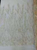 FANCY BEADED LACE ON MESH FABRIC (By The Yard) - New Creations Fabric & Foam Inc