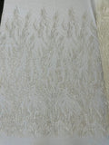 FANCY BEADED LACE ON MESH FABRIC (By The Yard) - New Creations Fabric & Foam Inc