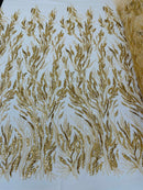 FANCY BEADED LACE ON MESH FABRIC (By The Yard) - New Creations Fabric & Foam Inc