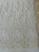 FANCY BEADED LACE ON MESH FABRIC (By The Yard) - New Creations Fabric & Foam Inc