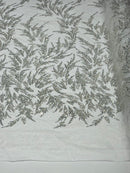 FASHION BEADED LACE ON GLITTER MESH FABRIC (By The Yard) - New Creations Fabric & Foam Inc