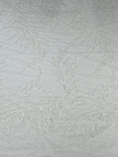 FASHION BEADED LACE ON GLITTER MESH FABRIC (By The Yard) - New Creations Fabric & Foam Inc
