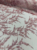 FASHION BEADED LACE ON GLITTER MESH FABRIC (By The Yard) - New Creations Fabric & Foam Inc