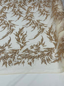 FASHION BEADED LACE ON GLITTER MESH FABRIC (By The Yard) - New Creations Fabric & Foam Inc