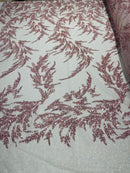 FASHION BEADED LACE ON GLITTER MESH FABRIC (By The Yard) - New Creations Fabric & Foam Inc