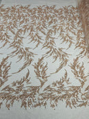 FASHION BEADED LACE ON GLITTER MESH FABRIC (By The Yard) - New Creations Fabric & Foam Inc
