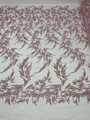 FASHION BEADED LACE ON GLITTER MESH FABRIC (By The Yard) - New Creations Fabric & Foam Inc