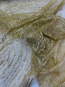 Fashion Glitter Design On A Mesh Lace Fabric| New Creations Fabric & Foam Inc. - New Creations Fabric & Foam Inc