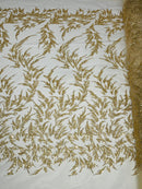FASHION VINE BEADED LACE ON A MESH FABRIC (By The Yard) - New Creations Fabric & Foam Inc