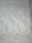 FASHION VINE BEADED LACE ON A MESH FABRIC (By The Yard) - New Creations Fabric & Foam Inc
